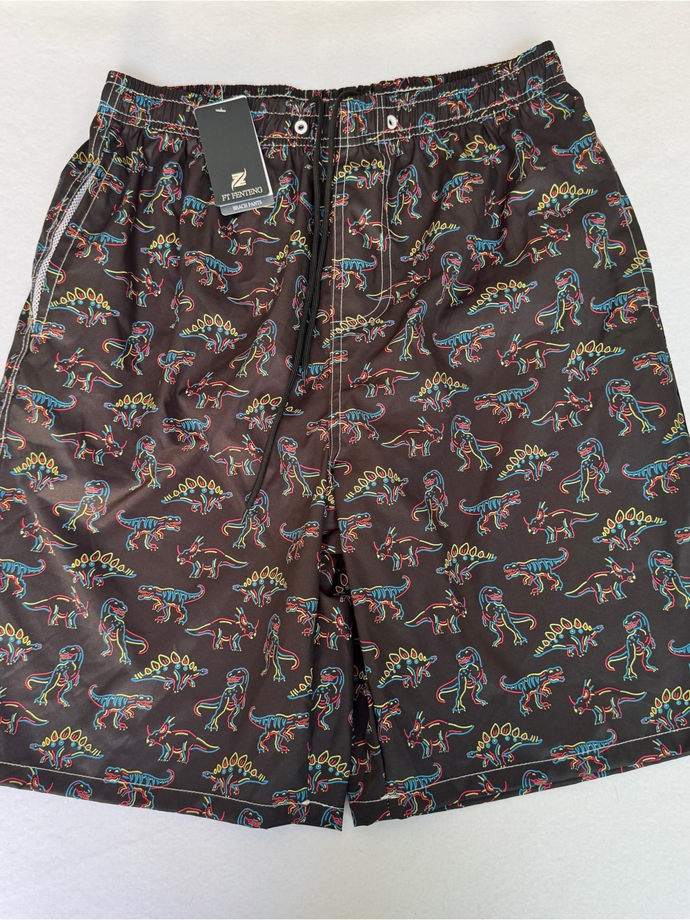 FT FENTENG Mens Swim Trunks Quick Dry Board Shorts Mesh Sz Lg Lined Drawstring